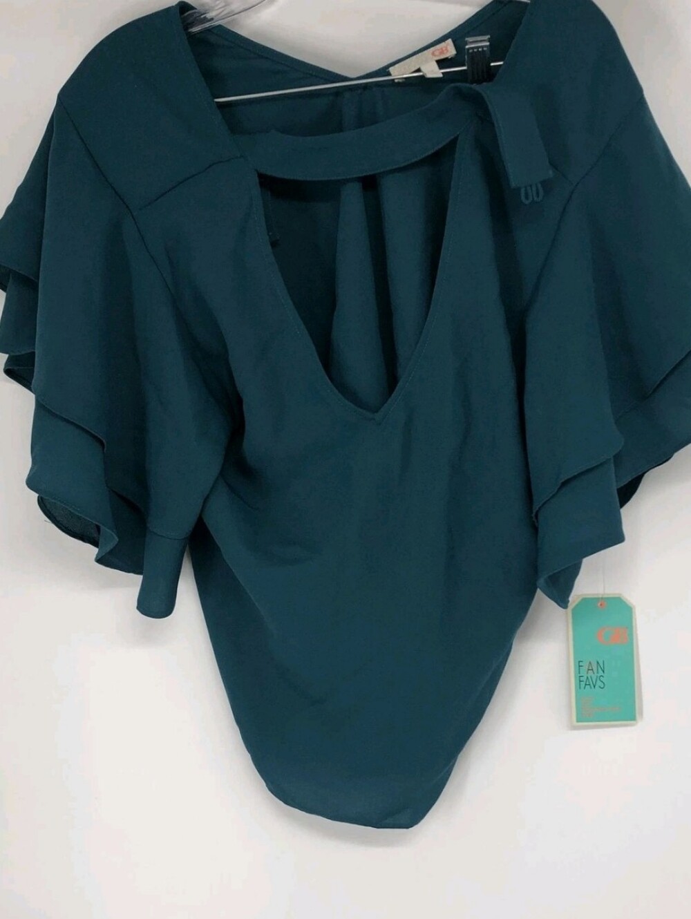 Giani Bernini Womens Teal Short Sleeve Keyhole Neck Blouse Top Size Medium - Picture 3 of 3